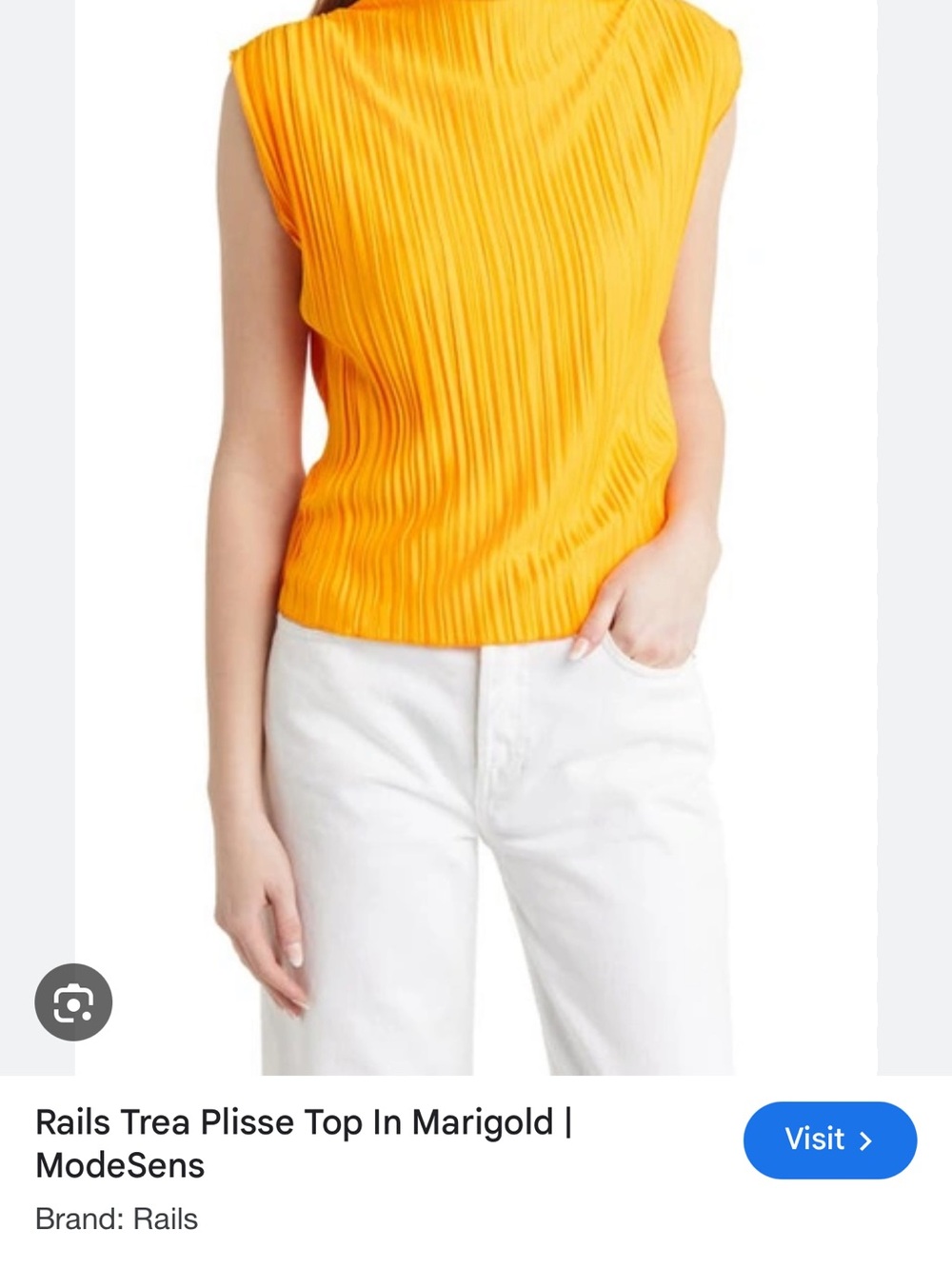 Rails Plissé Sleeveless Tank in Marigold